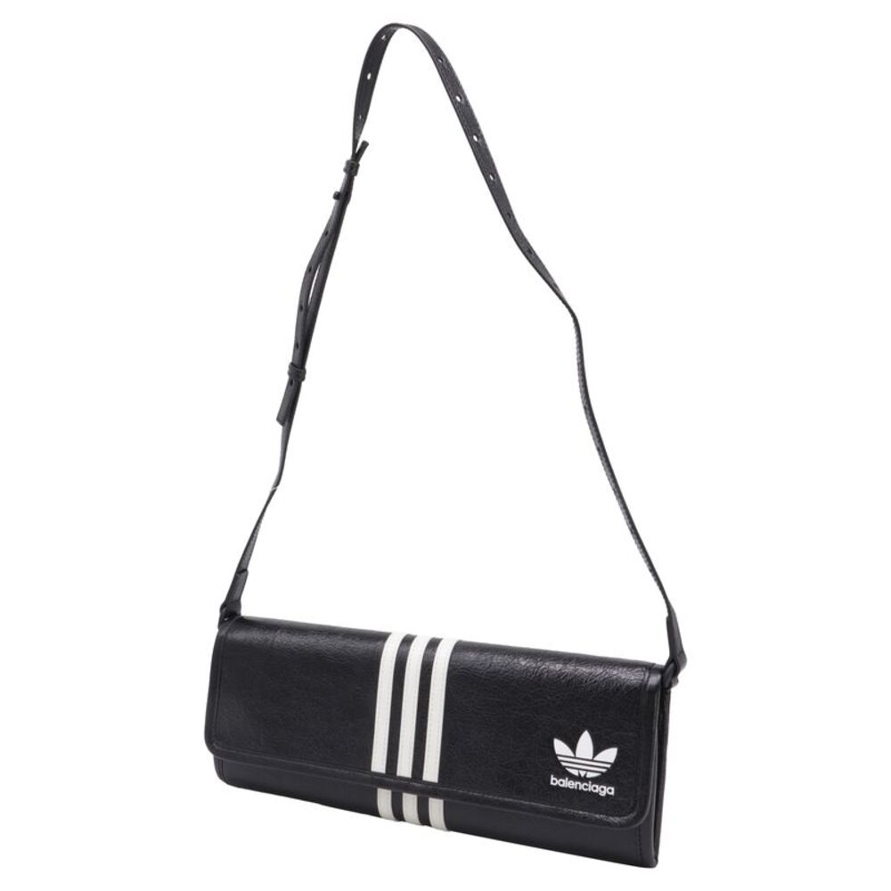Balenciaga x Adidas Wallet On Strap in Black Leather - Picture 2 of 12